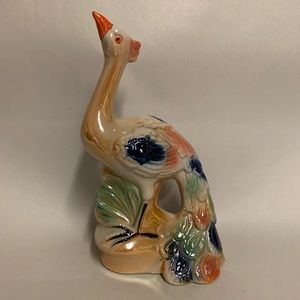 Vintage Porcelain Lusterware Peacock Figurine